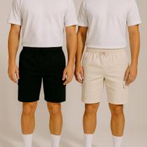 Kit 2 Bermuda Cargo Masculina Curta Streetwear casual Short Sarja Bolsos Laterais