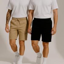 Kit 2 Bermuda Cargo Masculina Curta Streetwear casual Short Sarja Bolsos Laterais
