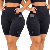 Kit 2 bermuda em poliester coz alto com bolso lateral -