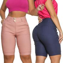 Kit 2 - Bermuda Feminina Ciclista Bengaline - Até o joelho