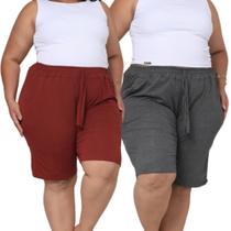 Kit 2 Bermuda Feminina Com Bolso Viscolycra Senhora Plus