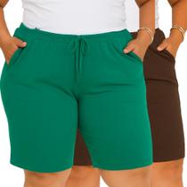 Kit 2 Bermuda Feminina Senhora Plus Verão Viscolycra