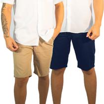 Kit 2 Bermuda Masculina de Sarja Colorida Tradicional Shorts - Verão Lançamento 2023