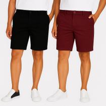 Kit 2 Bermuda Masculina de Sarja Colorida Tradicional Shorts - Verão Lançamento 2023