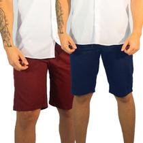Kit 2 Bermuda Masculina de Sarja Colorida Tradicional Shorts - Verão Lançamento 2023