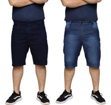 Kit 2 Bermuda Masculina Jeans Premium Algodão Elastano Tradicional Plus Kit 2 Bermuda Masculina Jeans Premium Algodão Elastano Tradicional Plus