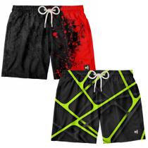 kit 2 Bermuda Masculina Praia Estampada Musculação Surf Boardshort Verão Moda Casual Tactel