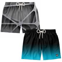 kit 2 Bermuda Masculina Praia Estampada Musculação Surf Boardshort Verão Moda Casual Tactel