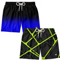 Kit 2 Bermuda Masculina Short Praia Estampado Surf Boardshort Verão Moda Estilosa Fitness