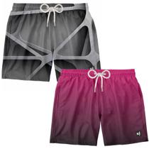 Kit 2 Bermuda Masculina Short Praia Estampado Surf Boardshort Verão Moda Estilosa Fitness