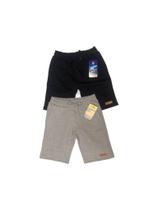 Kit 2 Bermuda Moletom Infantil Preto e Cinza