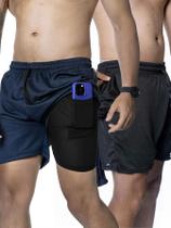 Kit 2 Bermuda Short fit Masculina Academia Corrida c/ Compressão Elastano