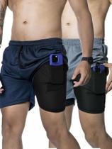 Kit 2 Bermuda Short fit Masculina Academia Corrida c/ Compressão Elastano
