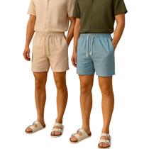 Kit 2 Bermuda Short Linho Masculina Mauricinho Curto Bolso Faca Diversas Cores