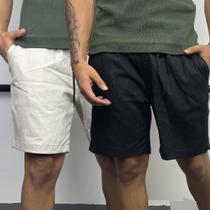 Kit 2 Bermuda Short Mauricinho Masculino Sarja Praia Liso Premium Liso