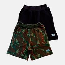 Kit 2 Bermuda Short Moletom camuflado ou cinza Manabana Infantil 1,2 e 3 anos