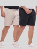 Kit 2 Bermuda Shorts de Linho Plus Size Masculino Do G1 ao G4