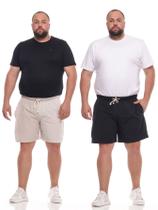 Kit 2 Bermuda Shorts de Linho Plus Size Masculino Do G1 ao G4 Caqui e Preto