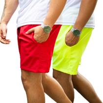 Kit 2 Bermuda Shorts Masculino Treino Exercício Funcional Academia Varias Cores Liso Corrida