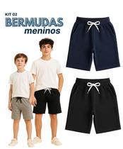Kit 2 Bermuda Verão Masculino Infantil Juvenil bolso Short Menino moletinho básico confortável 10-16 Kit 2 Bermuda Verão Masculino Infantil Juvenil bolso Short Menino moletinho básico confortável 10-16
