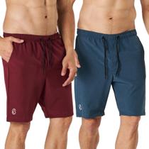 Kit 2 Bermudas Casual Melange Microfibra Elastano Slim Fit