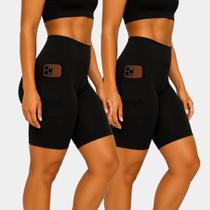 Kit 2 Bermudas Ciclista Suplex Bolso Lateral Cós Alto Com Plus Size Kit 2 Bermudas Ciclista Suplex Bolso Lateral Cós Alto Com Plus Size