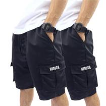 Kit 2 Bermudas Corta Vento Bolso Cargo Hunter Colors Verão