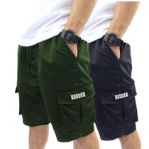 Kit 2 Bermudas Corta Vento Bolso Cargo Hunter Colors Verão