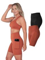 Kit 2 Bermudas Fitness Feminina Bolsos Laterais Para Celular Cor:Cinza+PretoTamanho:M Kit 2 Bermudas Fitness Feminina Bolsos Laterais Para Celular Cor:Cinza+PretoTamanho:M