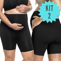 KIT 2 Bermudas Gestante Cintura Alta Formato Anatômico - Zee Rucci