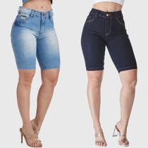 Kit 2 Bermudas Jeans HNO Jeans Ciclista Confort Azul