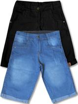 Kit 2 Bermudas Jeans Juvenil Roupa Masculino Short Menino