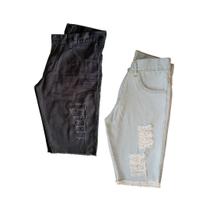 Kit 2 Bermudas jeans masculina Destroyed