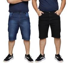 Kit 2 Bermudas Jeans Masculina Slim Premium Algodão Lycra Elastano 48 ao 56