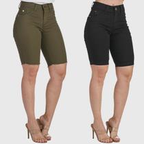 Kit 2 Bermudas Jeans Premium HNO Jeans Ciclista com Elastano Kit 2 Bermudas Jeans Premium HNO Jeans Ciclista com Elastano