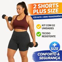 Kit 2 Bermudas Legging Feminina Plus Size Cós Alto Suplex Não Transparente Academia M-G3