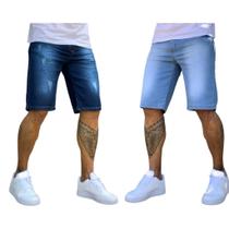 Kit 2 Bermudas Lisas Jeans Original Moda Masculina Kit 2 Bermudas Lisas Jeans Original Moda Masculina