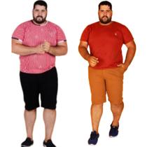 Kit 2 Bermudas Masculina Brim Plus Size Esporte Fino Social