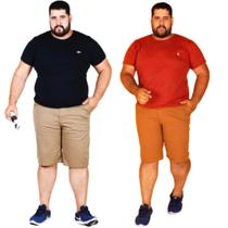 Kit 2 Bermudas Masculina Brim Plus Size Esporte Fino Social