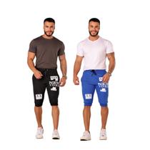 Kit 2 Bermudas Masculina Jogger Moletom New York Academia