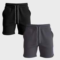 Kit 2 Bermudas Masculina Moletinho Short Moletom Dagg Algodão Lisa Com Bolsos