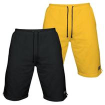 Kit 2 Bermudas Moletom Masculina com 3 Bolsos Fenda Lateral Short Básico Casual Treino