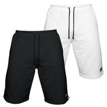 Kit 2 Bermudas Moletom Masculina com 3 Bolsos Fenda Lateral Short Básico Casual Treino