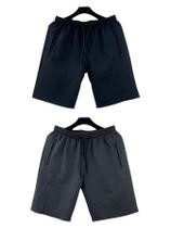 kit 2 bermudas moletom masculino adulto bolsos lateral com ziper