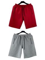 kit 2 bermudas moletom masculino adulto bolsos lateral com ziper kit 2 bermudas moletom masculino adulto bolsos lateral com ziper