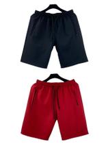 kit 2 bermudas moletom masculino adulto bolsos lateral com ziper