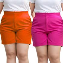 Kit 2 Bermudas Plus Size Confortável e Versátil Com Zíper Kit 2 Bermudas Plus Size Confortável e Versátil Com Zíper