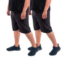 KIT 2 Bermudas Plus Size Short Tactel Liso Friso na Barra