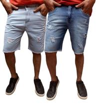 Kit 2 bermudas rasgadas jeans de otima qualidade produto a pronta entrega