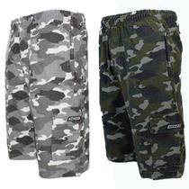 Kit 2 Bermudas Sarja Brim Camuflada Masculino Extra Plus Size Cargo 5 Bolsos Elástico Militar